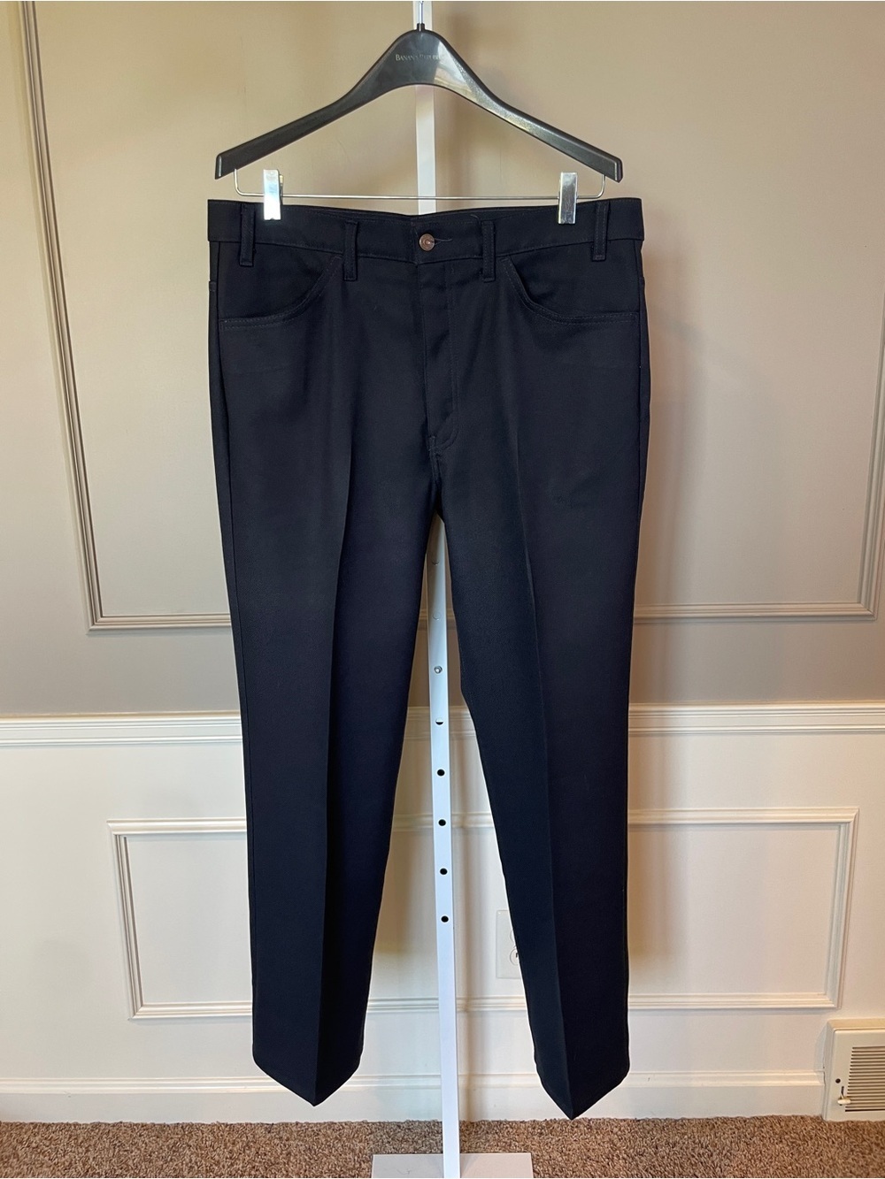 Levi's Men's 70s Vintage 38 x 30 gray Polyester Dress Pants Sta-Prest Boot Cut